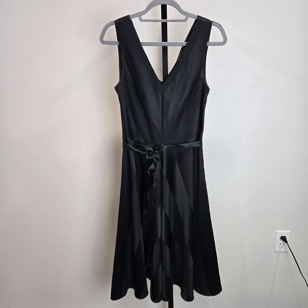 Vintage‎ Connected Apparel Black V Neck Midi Dress Whimsygoth Fairy Stripe 10
